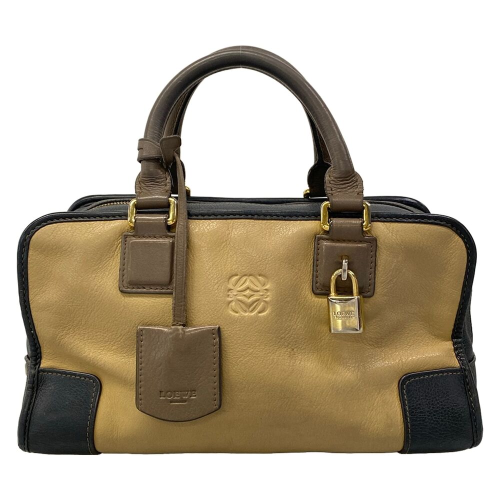 Loewe Amazona 28 Handbag Beige Black Dark Brown